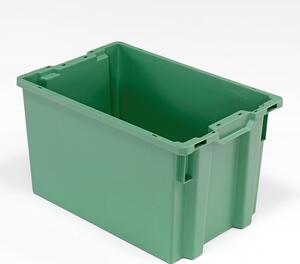 AJ Produkty Plastová přepravka WHYTE, stohovatelná, 66 l, 600x400x350 mm, zelená