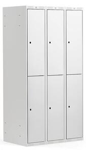 AJ Produkty Boxová šatní skříň CLASSIC, 3 sekce, 6 boxů, 1740x900x550 mm, šedá, šedé dveře