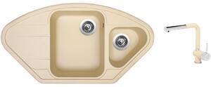 Granitový dřez Sinks LOTUS 960.1 Sahara + Dřezová baterie Sinks MIX 3 P Sahara