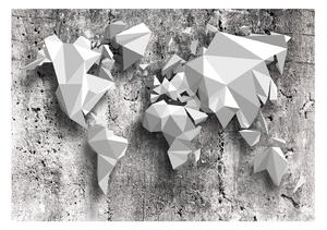 Fototapeta - Mapa světa: Origami + zdarma lepidlo - 200x140
