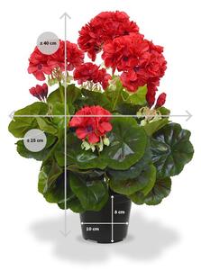 MF Umělá rostlina Pelargonie (40cm) červená - v květináči