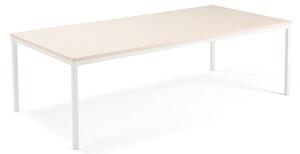 AJ Produkty Jednací stůl QBUS, 2400x1200 mm, 4 nohy, bílý rám, bříza