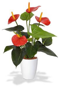 MF Umělá rostlina Anthurie (40cm) červená - v květináči