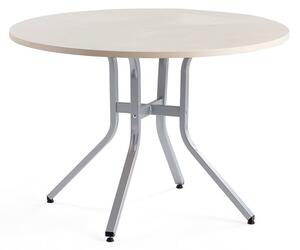 AJ Produkty Stůl VARIOUS, Ø1100 mm, výška 740 mm, stříbrná, bříza