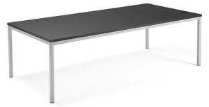 AJ Produkty Jednací stůl QBUS, 2400x1200 mm, 4 nohy, stříbrný rám, černá