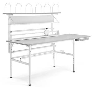 AJ Produkty Balicí stůl SEND, 2000x800 mm, s vrchní policí, šedý