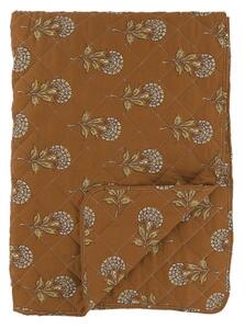 Hnědý prošívaný bavlněný přehoz s květinovým vzorem Aix Quilt - 130*180 cm - Chic Antique