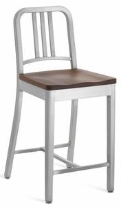 EMECO - Barová židle s dřevěným sedákem NAVY - nízká