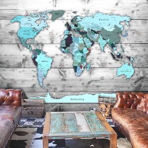 Fototapeta - Mapa světa: Modré kontinenty + zdarma lepidlo - 200x140
