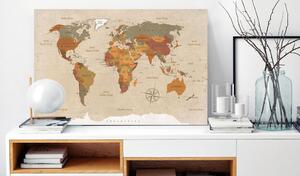 Obraz - Mapa světa: Béžová elegance 60x40