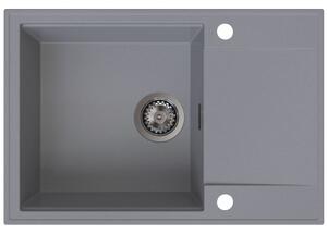 Sink Quality Sink55, kuchyňský granitový dřez 680x460x215 mm + grafitový sifon, šedá, SKQ-SINK.D.1KDO.XB