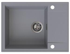 Sink Quality Sink55, kuchyňský granitový dřez 620x460x215 mm + grafitový sifon, šedá, SKQ-SINK.D.1KKO.XB