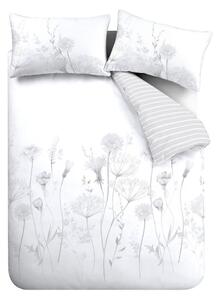 Bílé/šedé povlečení na dvoulůžko/prodloužené 230x220 cm Meadowsweet Floral – Catherine Lansfield