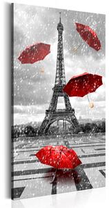 Obraz - Paříž: Červené deštníky 60x120