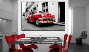 Obraz - Kubánské klasické auto - červené 90x60