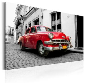 Obraz - Kubánské klasické auto - červené 90x60