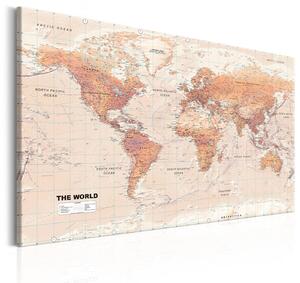 Obraz - Mapa světa: Oranžový svět 90x60