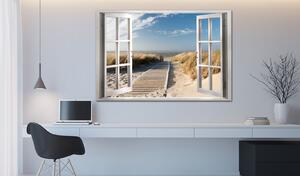 Obraz - Okno: Pohled na pláž 90x60