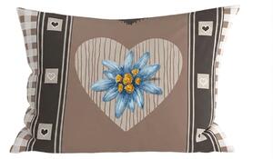 Polybavlněný povlak na polštář HEART RETRO POLY 50x70 cm, hnědý