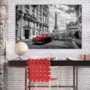Obraz - Auto v Paříži - červené 90x60