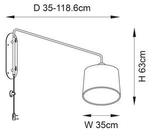 Endon 79380 - Nástěnná lampa CARLSON 1xE27/40W/230V šedá/černá