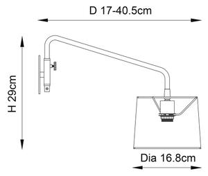 Endon 79500 - Nástěnná lampa CARLSON 1xE14/40W/230V šedá/černá