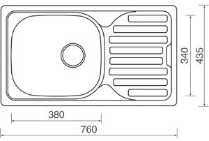 Nerezový dřez Sinks CLASSIC 760 V 0,5mm matný LEVÝ