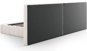 Béžová čalouněná dvoulůžková postel MICADONI Kelp 200 x 200 cm
