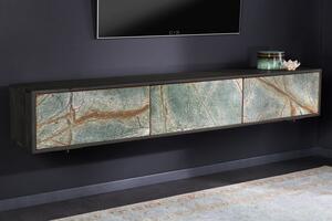 Designový závěsný TV stolek Quillon 160 cm přírodní kámen