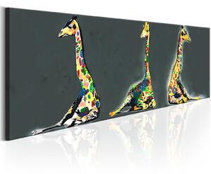 Obraz - Barevné žirafy 120x40
