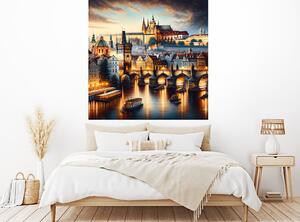 Praha malba textilní přelepitelná samolepka na zeď šíře 45 cm