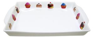 Tác obdélníkový s dekorem dortíky, 27, 2 x 28 x 3, 3 cm