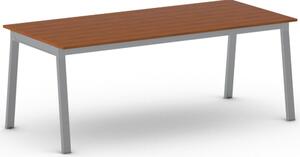 Jednací kancelářský stůl PRIMO BASIC, 200x90 cm, šedostříbrná podnož, třešeň