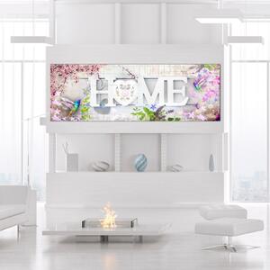 Obraz - Domov a kolibříci - růžový 120x40