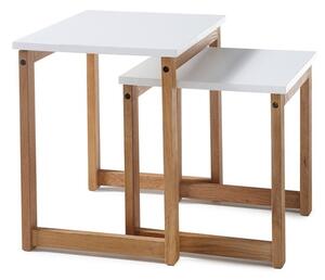 Sada dvou konferenčních stolků ve skandinávském stylu RIVERSIDE dub přírodní/bílá