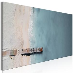 Obraz - Moře a dřevěný most - šedý 135x45