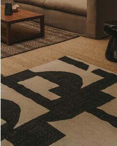 Černo-krémový oboustranný ručně tkaný koberec s příměsí juty 160x230 cm Sotty – Kave Home
