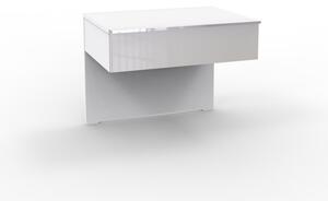 Noční stolek MONTREAL bílá/sklo šedý lesk