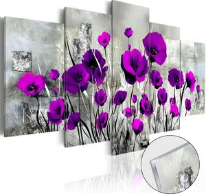 Obraz na akrylátovém skle - Louka: Fialové máky 100x50