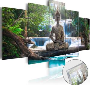 Obraz na akrylátovém skle - Buddha a vodopád 200x100