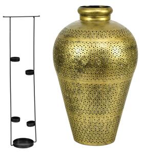 Světelná váza, kovová, ručně tepaná, 40x40x69cm
