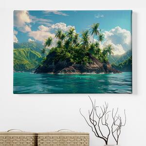 Obraz na plátně - Skalnatý palmový ostrov FeelHappy.cz Velikost obrazu: 210 x 140 cm