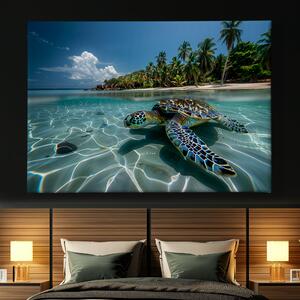 Obraz na plátně - Mořská želva u pláže FeelHappy.cz Velikost obrazu: 60 x 40 cm