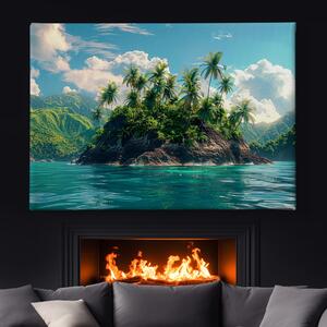 Obraz na plátně - Skalnatý palmový ostrov FeelHappy.cz Velikost obrazu: 210 x 140 cm