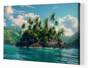 Obraz na plátně - Skalnatý palmový ostrov FeelHappy.cz Velikost obrazu: 120 x 80 cm