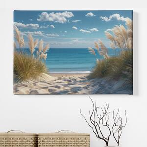 Obraz na plátně - Krásná cestička k moři s pampovou trávou FeelHappy.cz Velikost obrazu: 90 x 60 cm