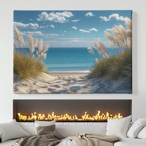 Obraz na plátně - Krásná cestička k moři s pampovou trávou FeelHappy.cz Velikost obrazu: 40 x 30 cm