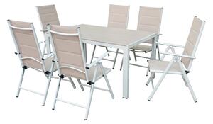 Hliníková zahradní souprava Verona z polywoodového dřeva pro 4 osoby Garden Point beige