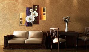 Ručně malovaný obraz - Bílá orchidea 120x100