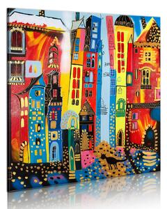 Ručně malovaný obraz - Kouzelná ulice 80x80